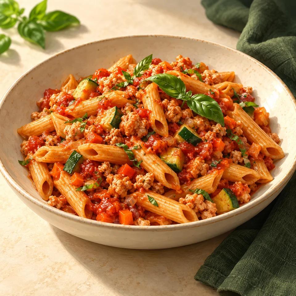 Red Sauce Pasta with Ground Chicken